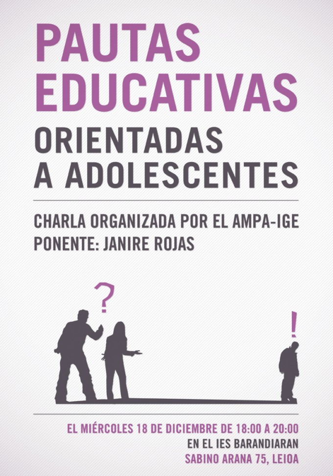 Cartel anuncio de la charla impartida por la educadora y responsable de Ausarti Janire Rojas en el instituto Barandiaran de Leioa